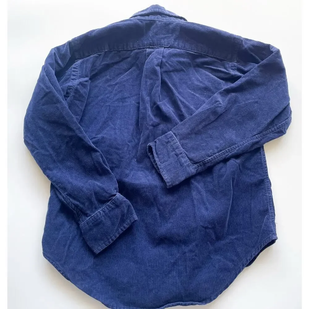 Boy's Ralph Lauren Navy Blue Corduroy Long Sleeve Button Down Size 5